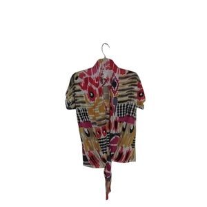 Chico's Women's O Multicolor Short Sleeve Lightweight Semi-Sheer Cardigan